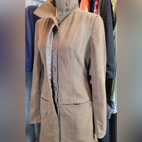 Same underneath brown utility coat jacket size Xsmall cotton/bamboo blend - Picture 6 of 12